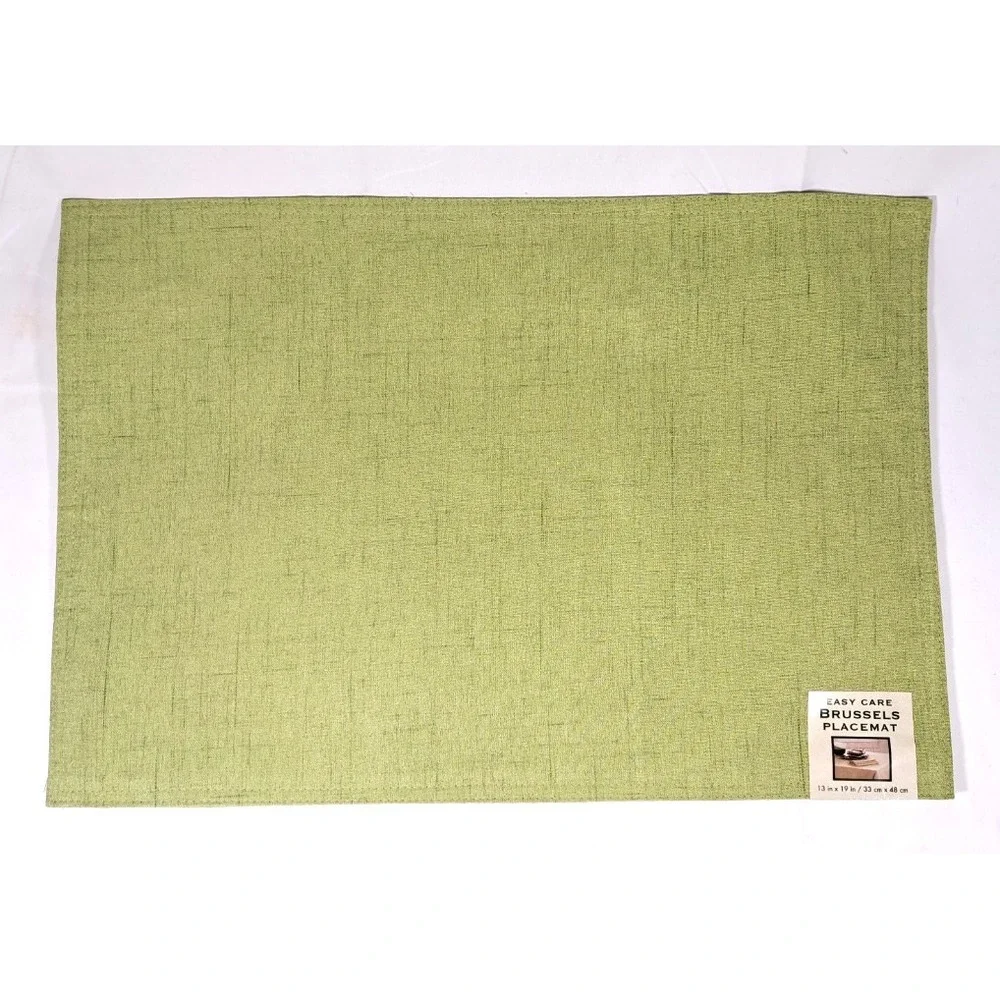 Easy Care Brussels‎ Placemat Sage Green Textured Linen Look 13x19 Rectangle
